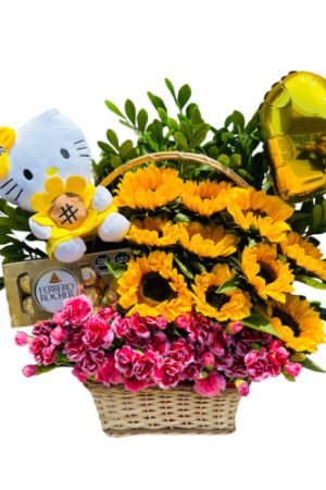 CANASTA KITTY GIRASOLES