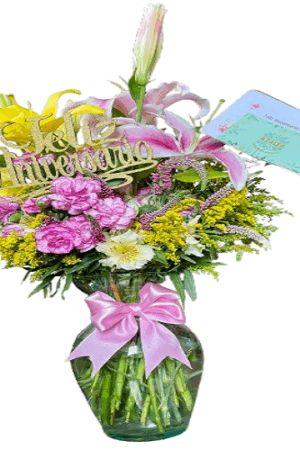 ELEGANTE JARRON DE FLORES MIXTAS