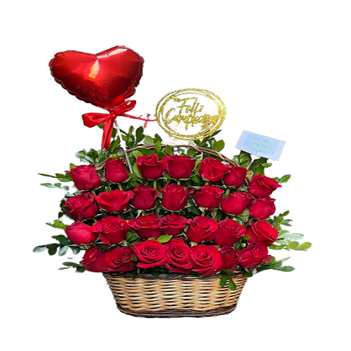 ROSAS ROJAS CON GLOBO AMOR LIMA EXPRESS