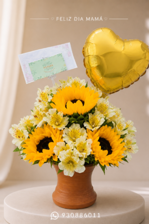 MACETA GIRASOLES CON AMOR