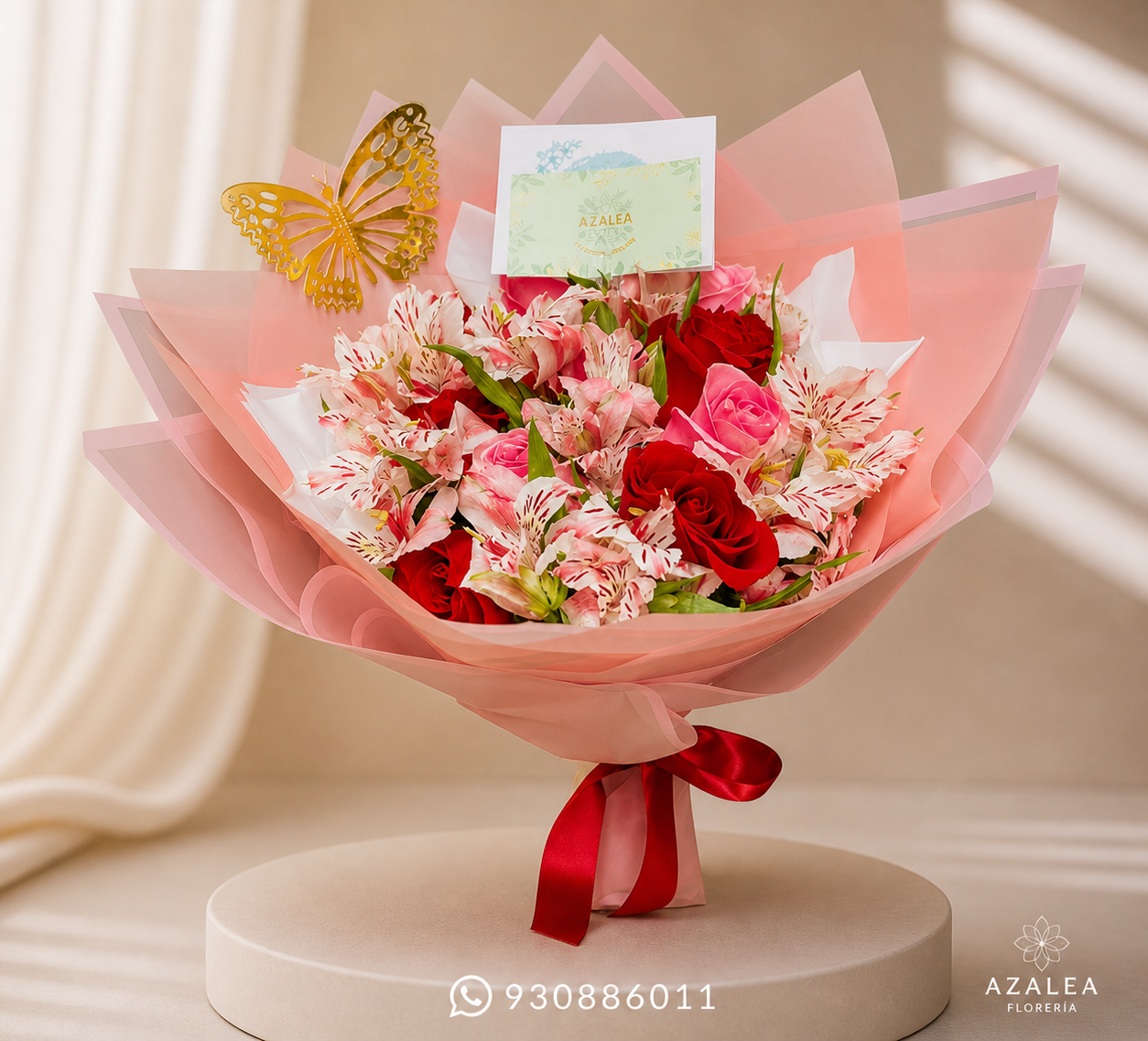 RAMO DE ROSAS Y ASTROMELIAS
