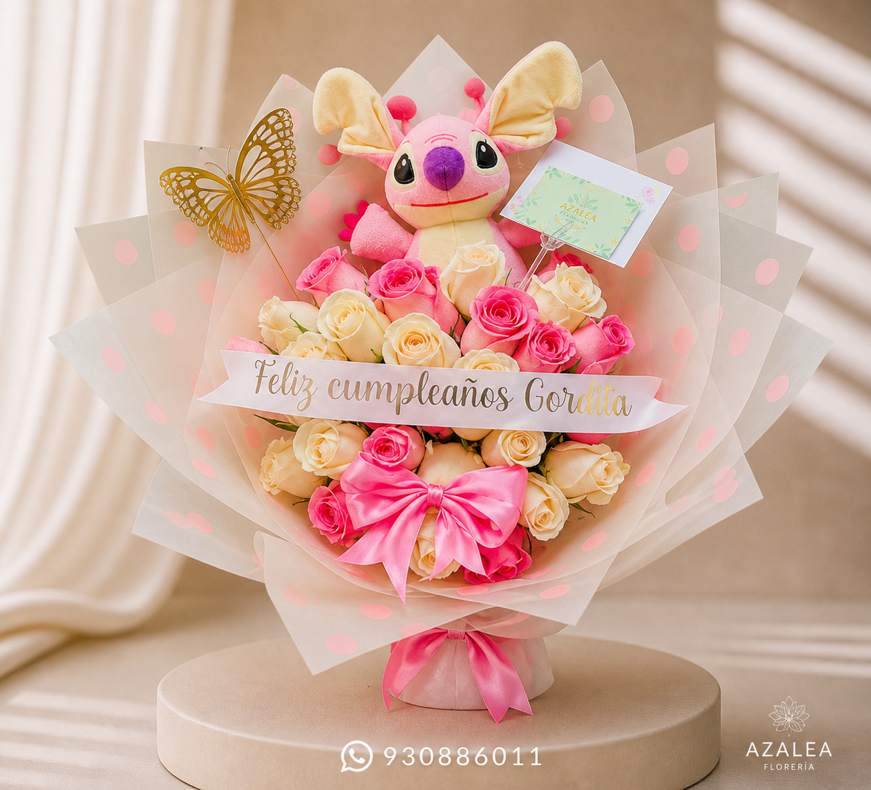 RAMO BUCHÓN DE ROSAS MIXTAS Y PELUCHE - 48 ROSAS