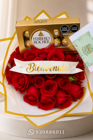 RAMO MINI BUCHON DE 24 ROSAS Y CHOCOLATES