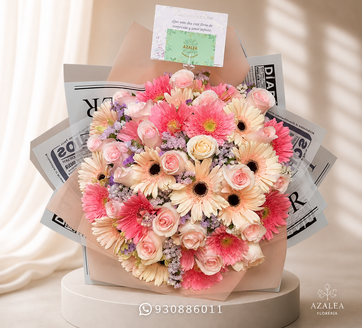 RAMO BUCHÓN DE ROSAS Y GERBERAS